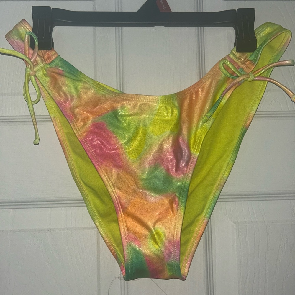 Neon Multi Tie-Dye Side-Tie Bikini Bottom - Women's Swim